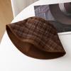 Womens Plaid Print Winter Bucket Hat Retro Warm Beanie Cap For Women, Fashion Headwear For Cold Season, Unisex Vintage New