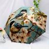 Charming Floral Birds Automatic Folding Umbrella - Lightweight Durable All-Season Umbrella with 8-Rib Frame, Cute Fashion Desi
