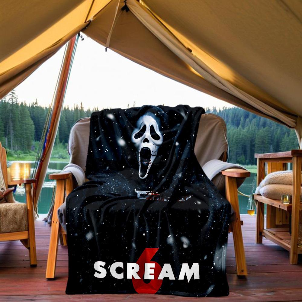 

1 шт. Плед ScreamHorror для улицы, легкий фланелевый, мягкий и теплый, для использования в любое время года, для дивана, улицы, кемпинга, гостиной, офиса, кресла 80x120cm
