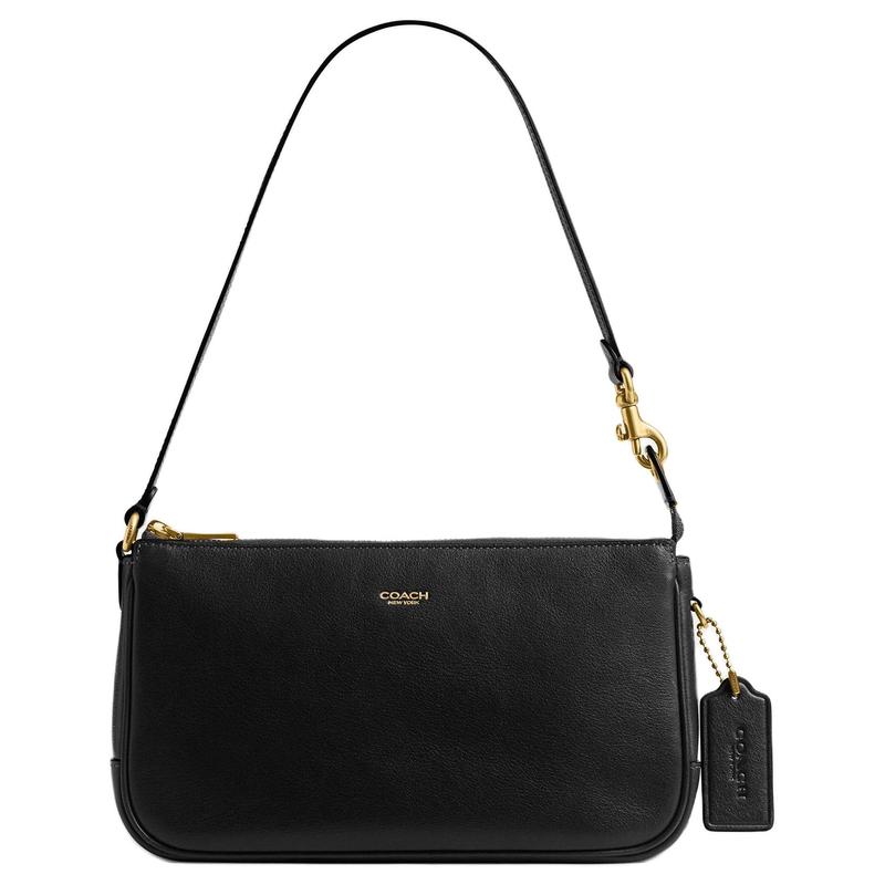 COACH Plaza 21 Metal Hardware Calf Leather Hand Shoulder Bag Small Women s Black чёрный