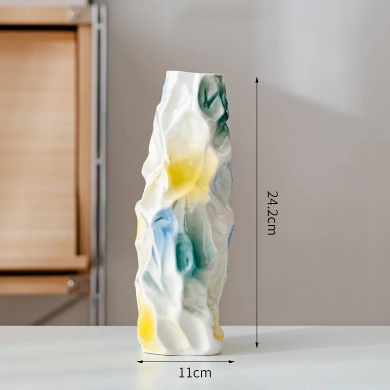 Modern Ceramic Abstract Vases Boho Colorful Glaze Design Flower Vase for Home Decor Living Room Table Centerpiece Object