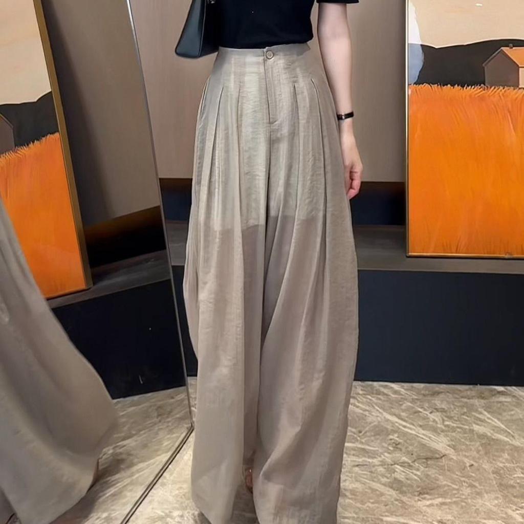 Women's High-Waist Wide-Leg Summer Pants, Slimming and Versatile Floor-Length Style for 2026.