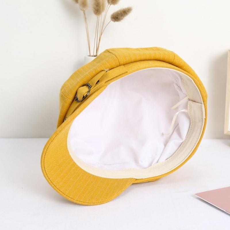 Spring Beret Hat Woman Commutes Octagonal Hat Camping Taking Photo Beret Hat with Metal Fastening for Girlfriend
