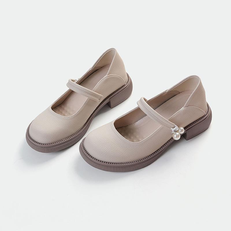 French Mary Jane small leather shoes women's summer new pearl small fragrant soft leather 313233 small size inner height increase single shoes