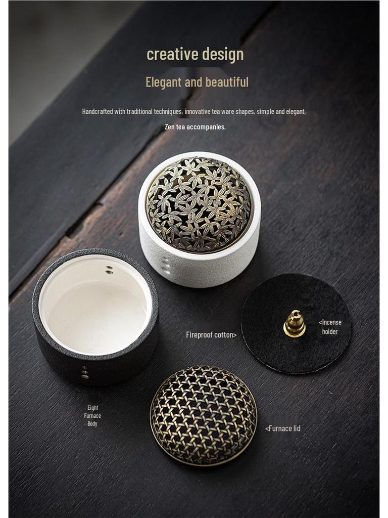 Ceramic Incense Burner for Coils & Sticks, Home Aroma Diffuser, Sandalwood & Agarwood Ornament.