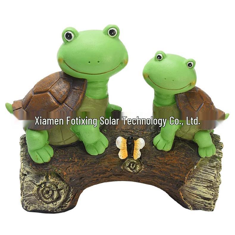Solar-Powered Resin Succulent Turtle Garden Statue with LED Lights
