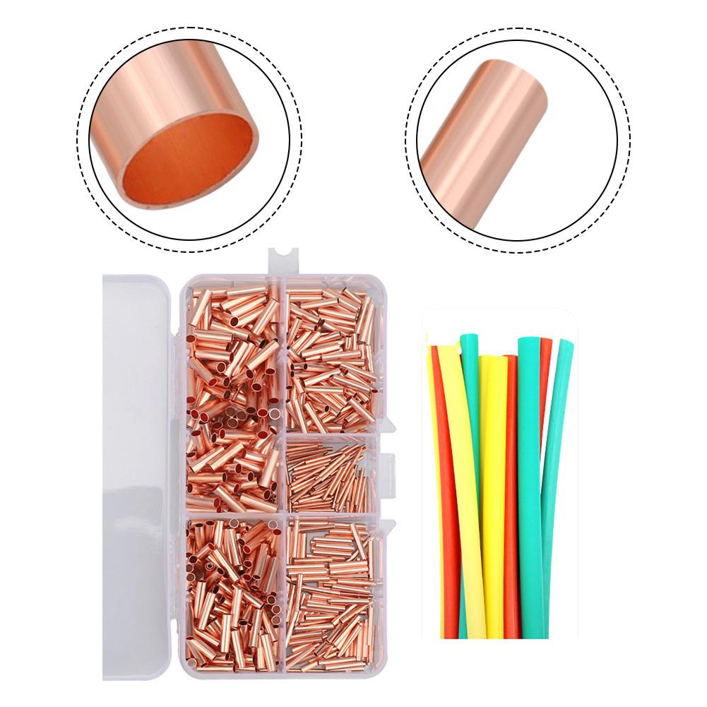 Bulk pack 500 copper tube connectors for electrical For wire connection in 5 sizes for diy and professional use