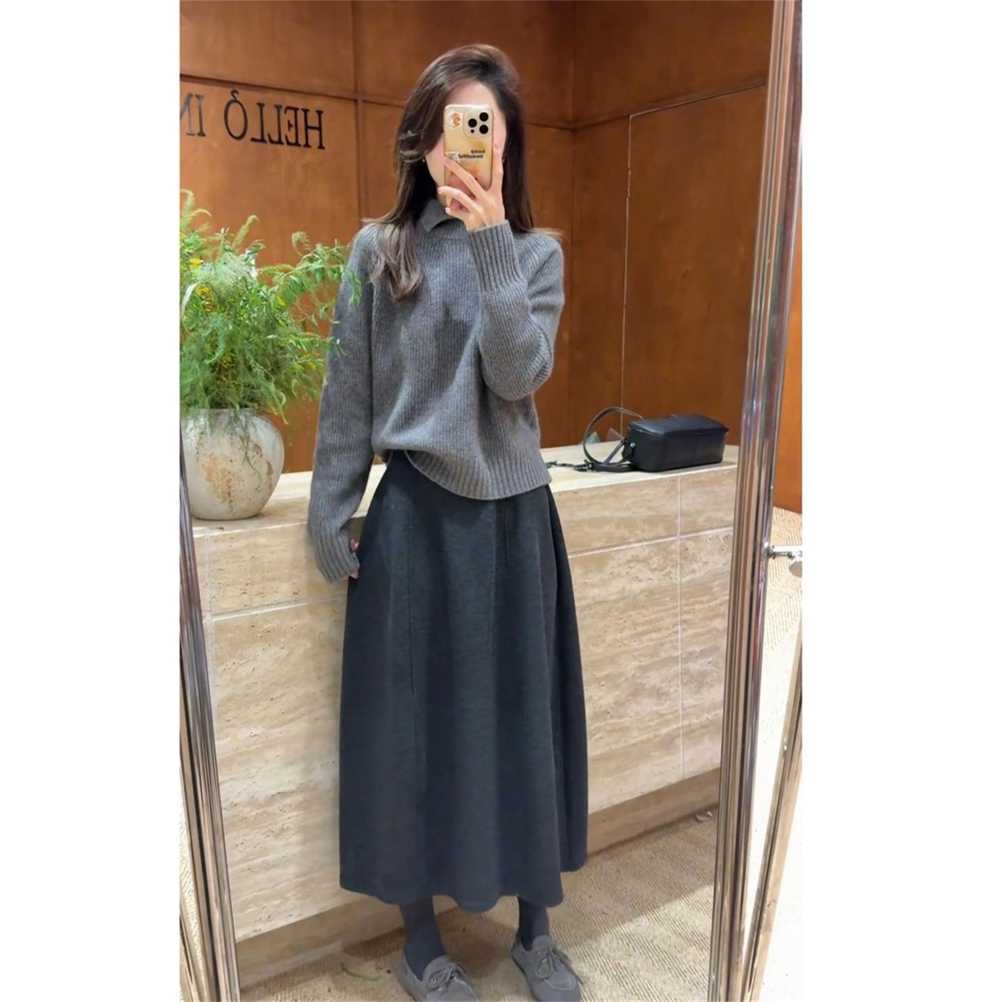 

2025 Women s Winter Korean Style Cotton Jacket and Slimming Knit Skirt Three-Piece Set 3XL (140-160 jin)
