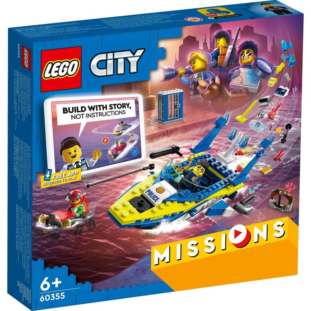 LEGO City Water Police Mission 60355, Toy Blocks, Gift for Police, Rescue, Boys and Girls, Ages 6 and Up