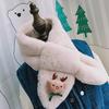 Korean Style Christmas Plush Scarf for Kids, Ages 1-6 – Warm & Trendy Cartoon Design for Boys & Girls