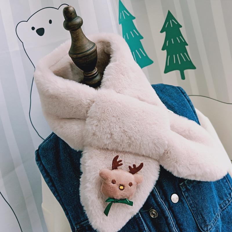 Korean Style Christmas Plush Scarf for Kids, Ages 1-6 – Warm & Trendy Cartoon Design for Boys & Girls