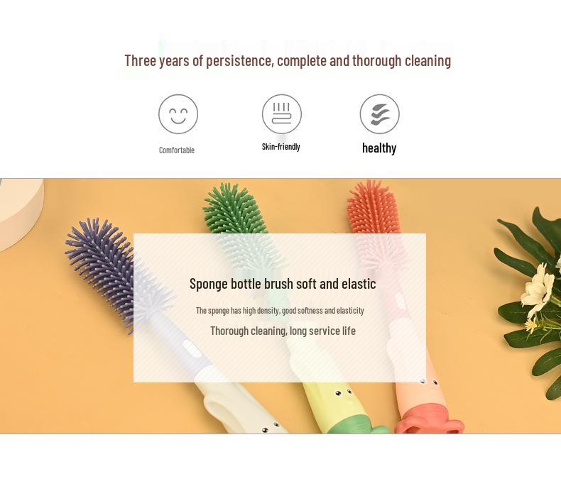 Multifunctional Silicone Baby Bottle & Nipple Cleaning Brush
