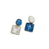 New Contrastive Resin Dropper Earrings for Women, Asymmetric Oval Pendant Earrings, Wedding Party, Blue Geometric Jewelry