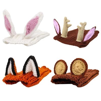 Pet Hat Dog Cats Handmade Knit Hats Stretchy Comfortable Yarn Cap Grooming Accessories Ear Warmer Photo Props Gifts