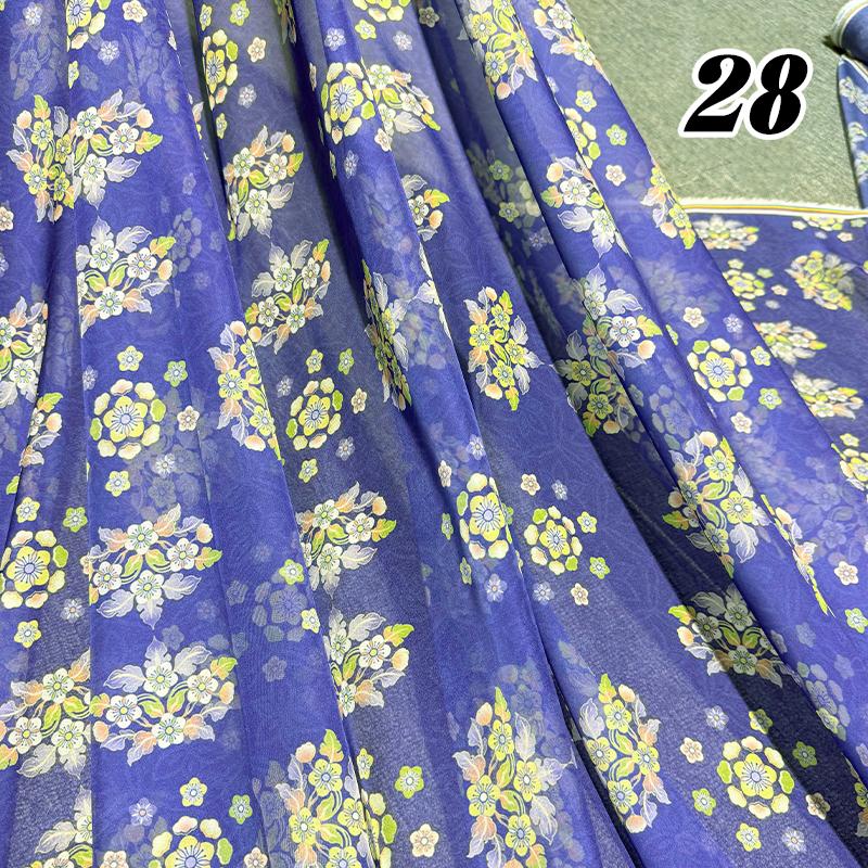 100*150cm Tecido Chiffon Floral Estilo Chinês Grupo de Chá Estampa Floral Tecido DIY Vestido Hanfu Fantasia de Dança de Casamento Decoração
