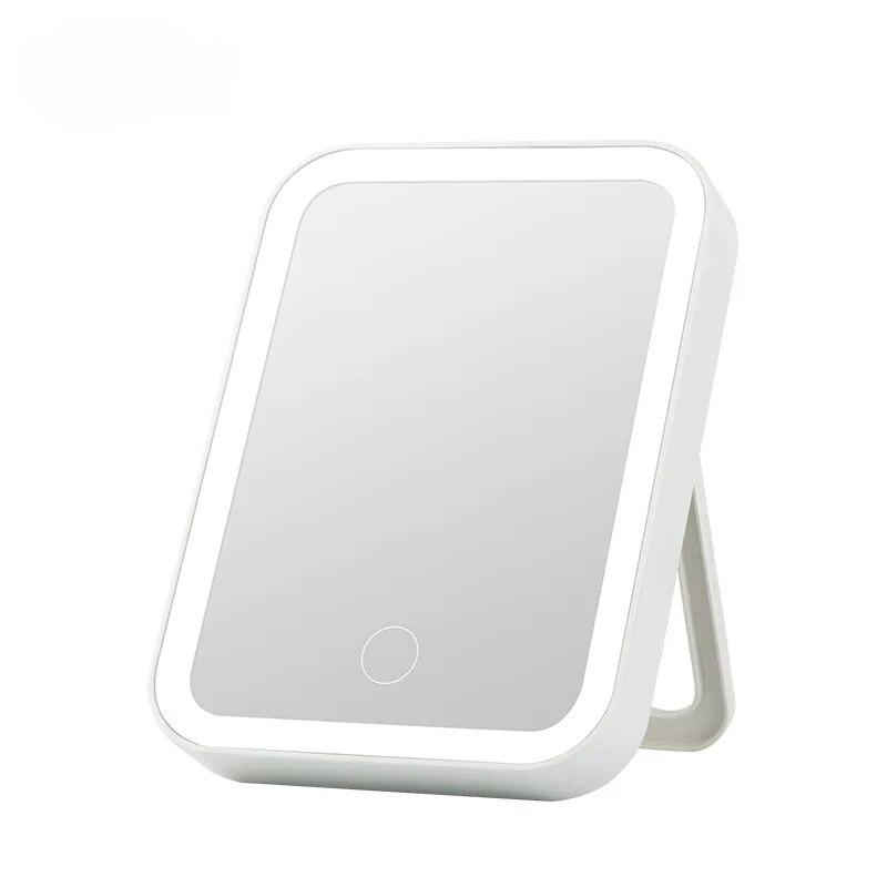 Led Makeup Mirror with Lamp Desktop Internet-famous Women's Light-filling Portable Small Mirror Dormitory Desktop Folding Portab