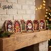 Solid Wood Holiday Decorations Christmas Wooden Vintage Sign, Rustic Table Ornament, 2D Santa Claus Home Party Supplies Snowman Penguin Desktop