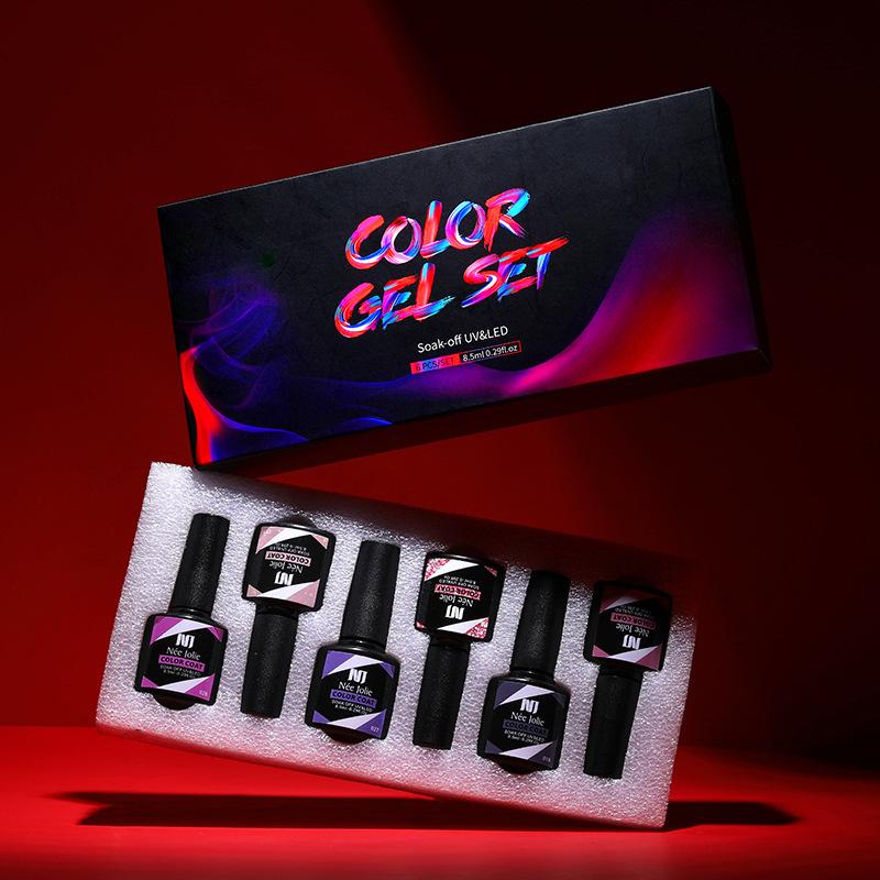 Nail Polish Glue Kit, Nail Art 6Pcs Box Barbie Glue, Nail Color Glue Phototherapy Glue