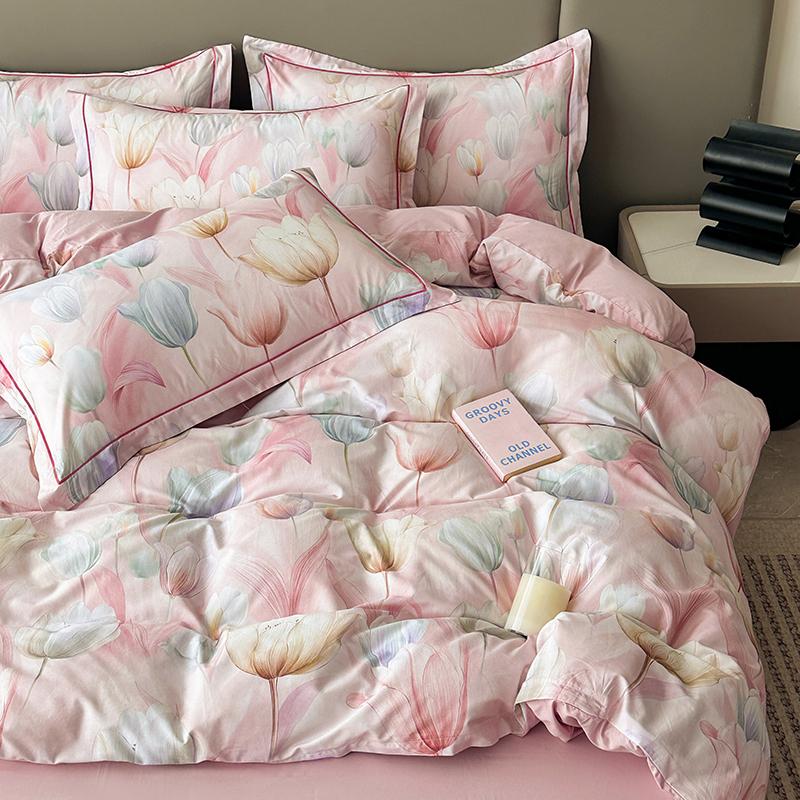 Colorful Flowers Duvet Cover Set Garden Style Quilt Cover 100% Cotton High Quality Queen King Size Bedding Set for Girls Woman
