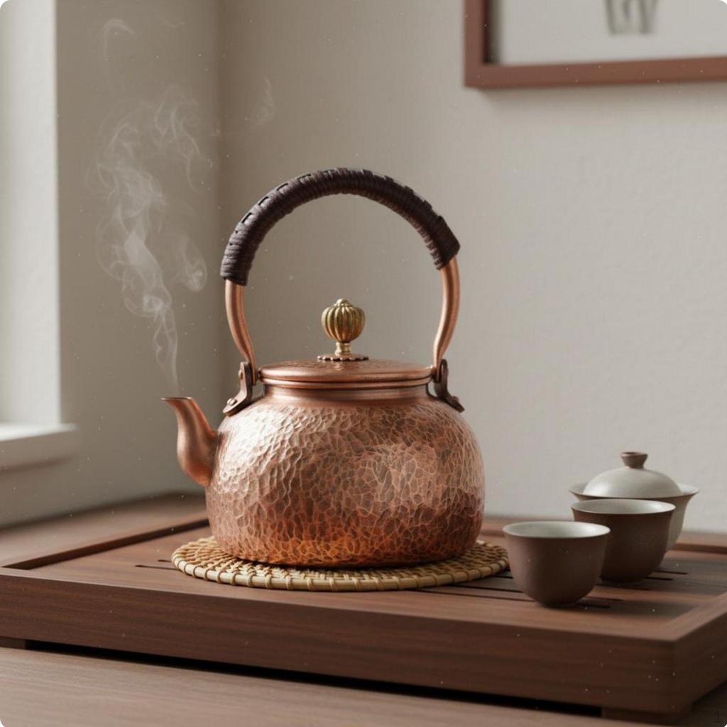 Handmade Coppery Metal Kettle Copper Teapot 1600ML Hammered