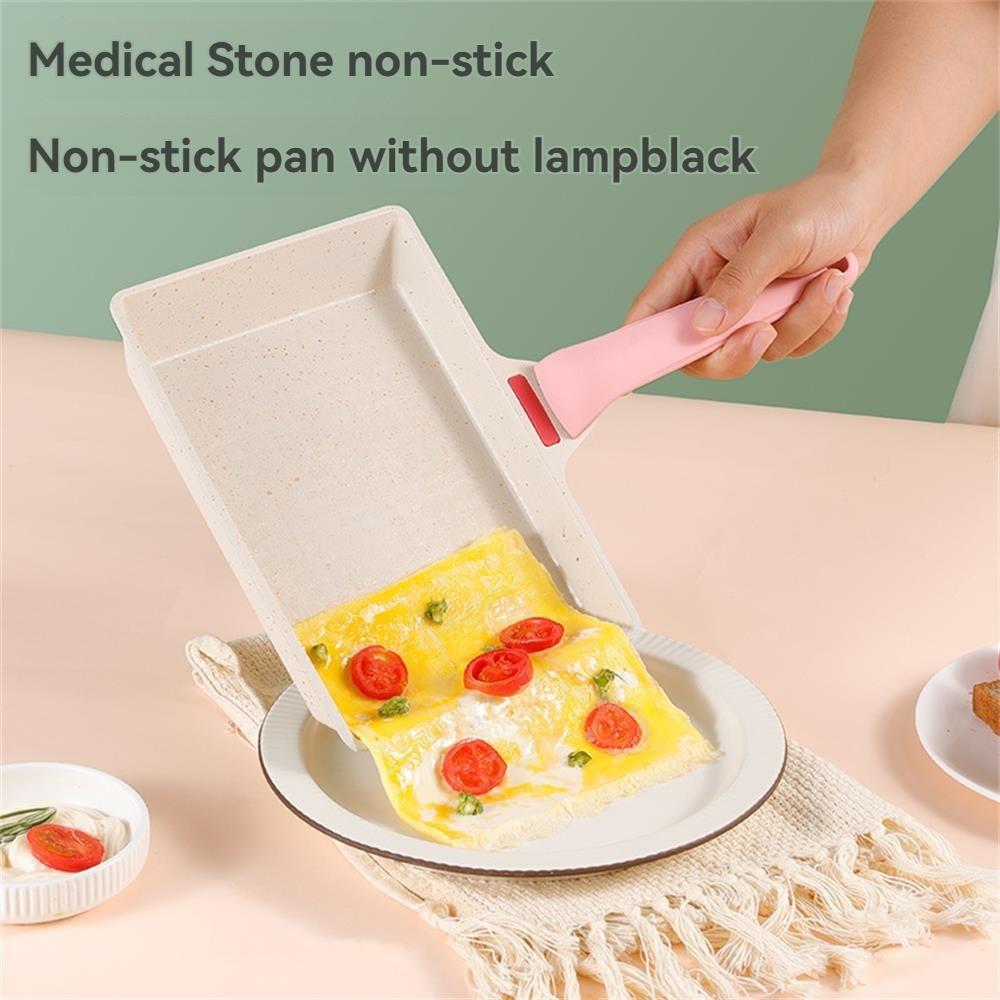 Breakfast Pot Wheat Rice Stone Nonstick Household Rectangular Omelet Smokeless Tamago-yaki Pan(22 CM)