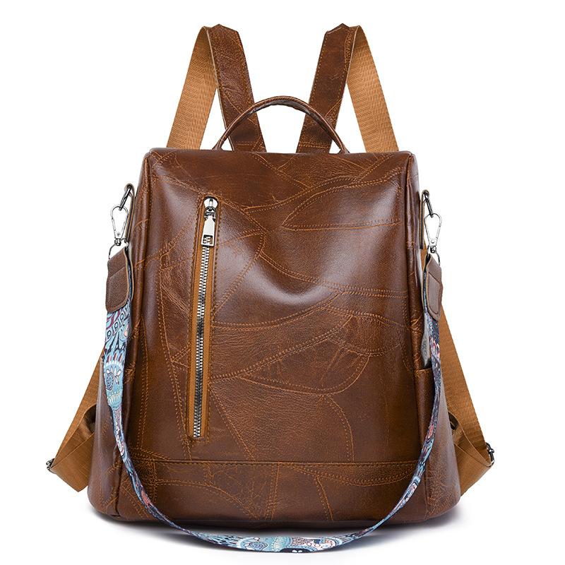 Leather Backpack Women's Backpack Large Capacity Anti-Theft Women's Travel Bag