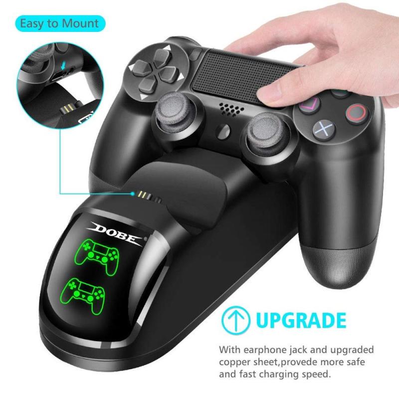 Dobbel USB Kontrollerlader Ladestativ for PS4/Pro/Slim Spillkontroller Joypad Joystick