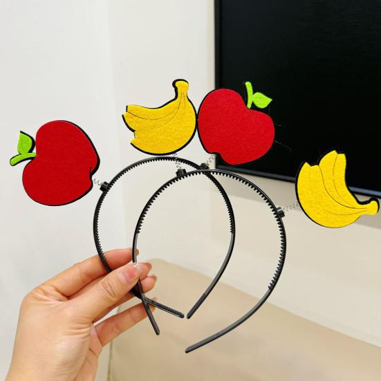 Kid Headband Spring Design Fruit-Decorated Headband Anti-Slip Tooth Design Stable Fit Hair Hoop Children Day Performance Hair Accessory