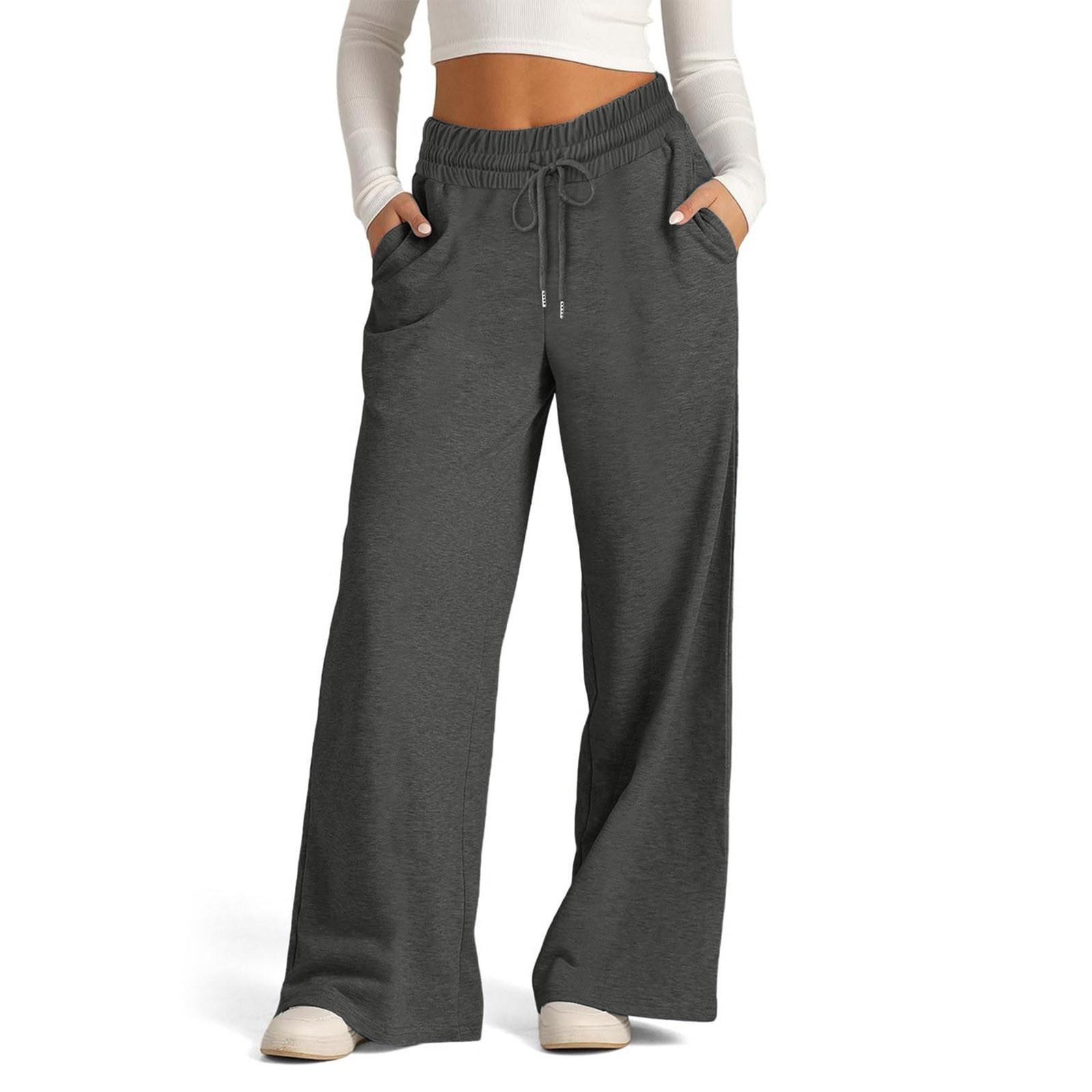 

Women s High Waisted Wide Leg Sweatpants Casual Yoga Jogger Pants XXL темно-сірий колір