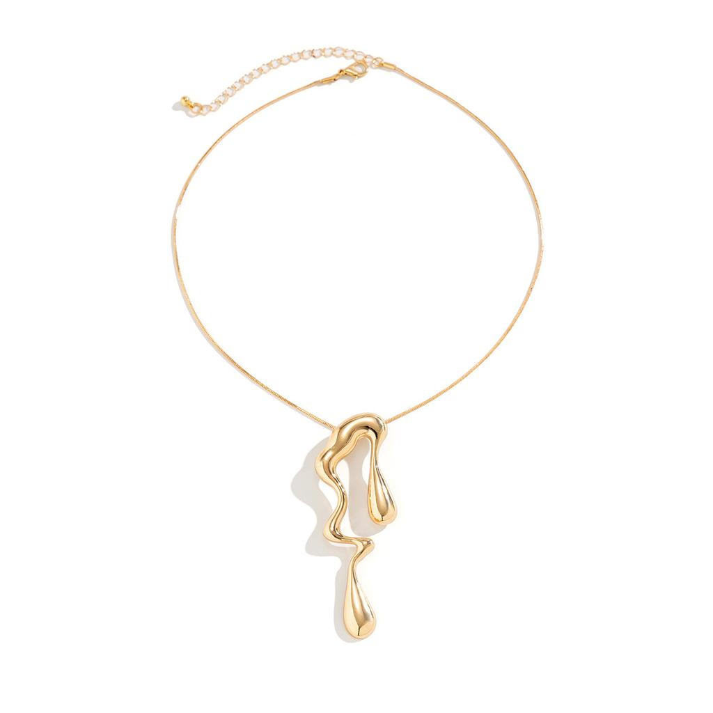 Sweet And Cool Design Sense Liquid Metal Wind Neck Chain Necklace Irregular Water Drop Lava Necklace Female