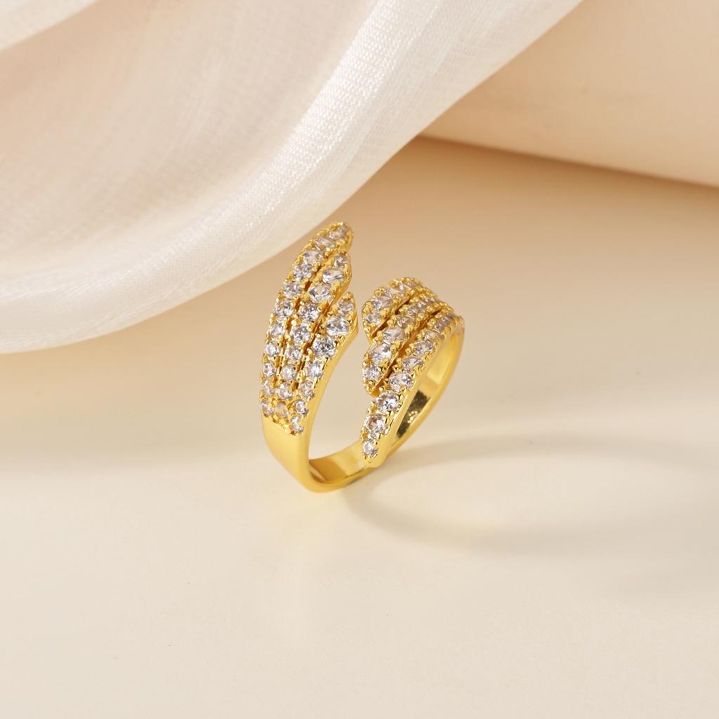 Luxury Geometric CZ Zircon Open Rings For Women Gold Color Stainless Steel Ring Shiny Fashion Jewelry Party Gift