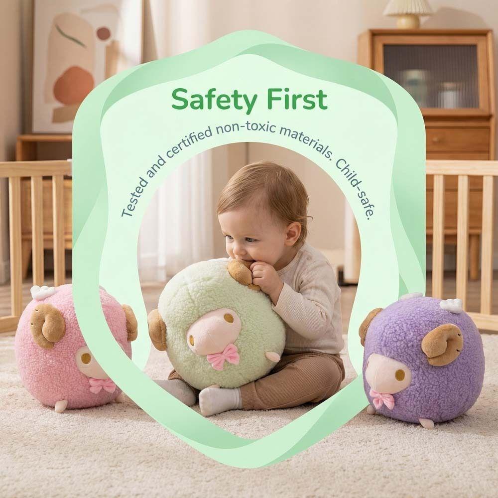 Purple Color Round Sheep Plush Doll Pink Color Sheep Plush Pillow Argali Goat Plush Toy  Kids Room