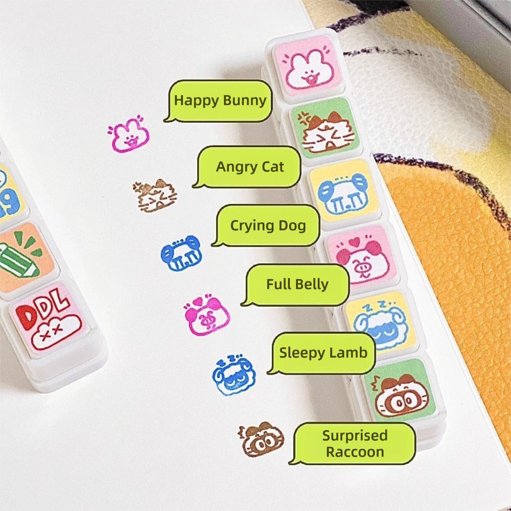 Cartoon Animal DIY Stamps Kawaii Reward Stamps Creative Seal Stamp Set Daily Decorative