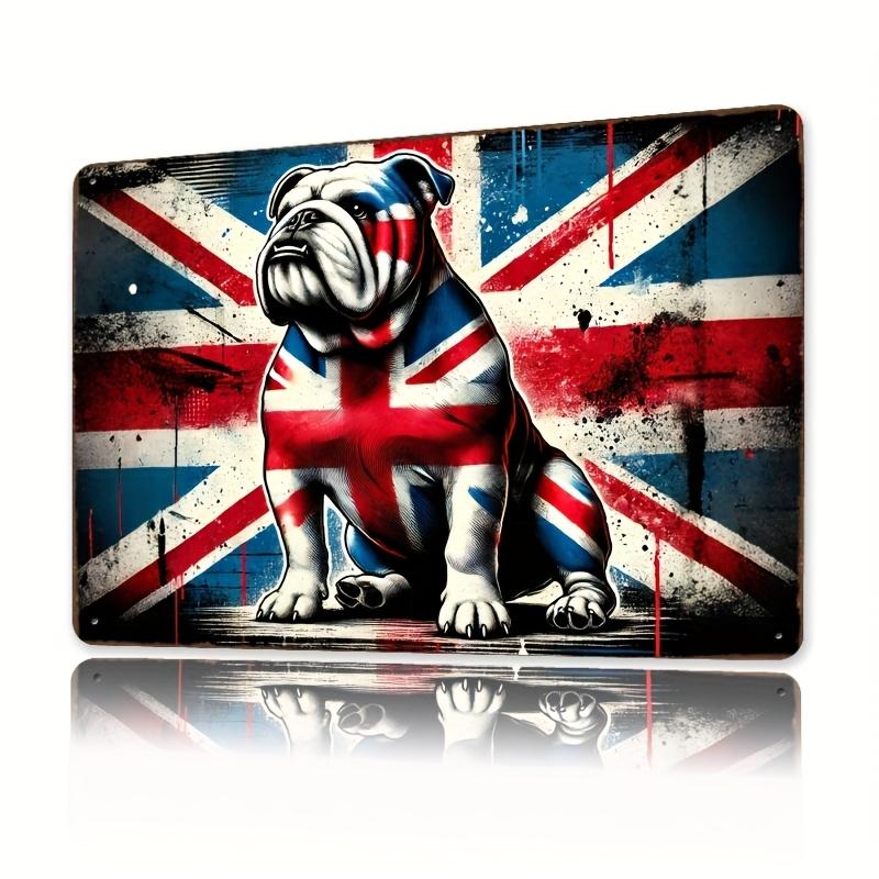 British Bulldog Metal Wall Art Sign Retro Decorative Plaque with Union Jack Design for Home Bar Cafe Office 20x30cm(7.8x11.8inch)