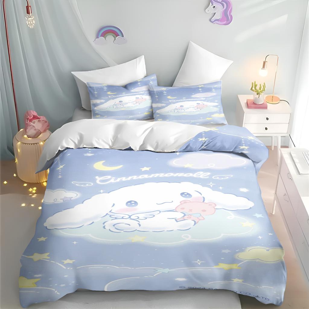 Cinnamoroll Duvet Cover Cartoon Hello Kitty Full Cute Children's Bedroom 100% Polyester Adult Gift 2/3pcs Bedding Set