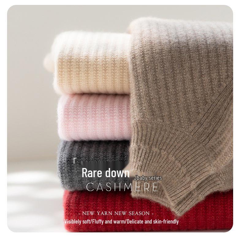Women's Cashmere Pullover: Loose Fit, Thick 7-Gauge, Half-High Collar, Solid Color Knitwear Sweater for Autumn/Winter.