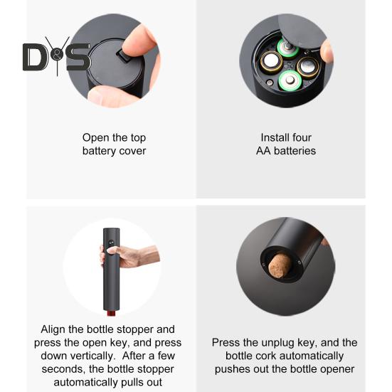 Deschidetor de vin electric Tibușon automat Dispenser de vin reîncărcabil Cutter de folie Dop cu vid Instrument eficient pentru deschizător de sticle pentru petreceri în bucătărie