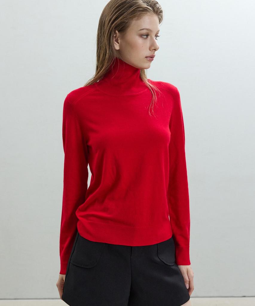 Dito Basic Thin Turtleneck [Red]
