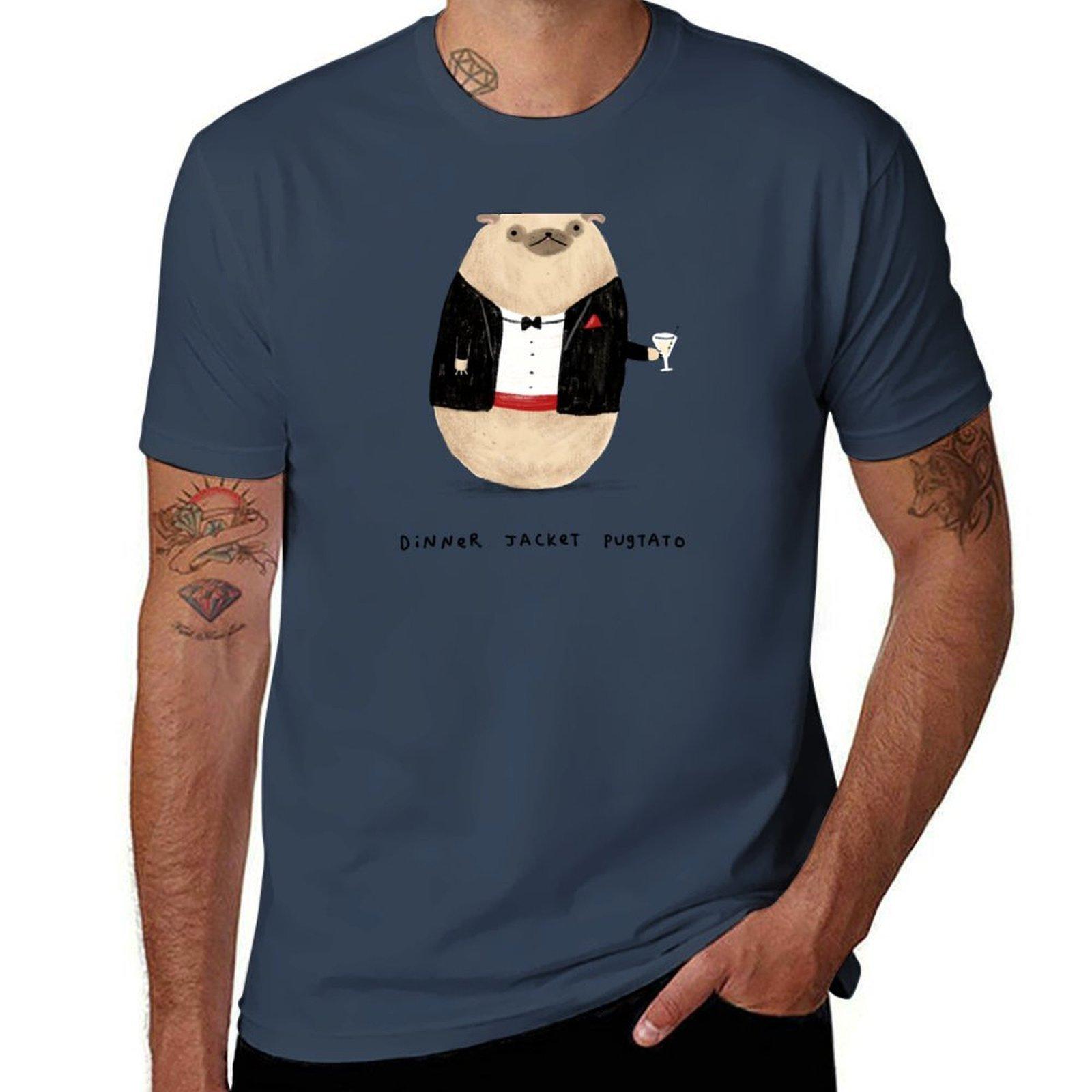 Dinner Jacket Pugtato Tshirt Novelty Print Casual Tee Shirt S