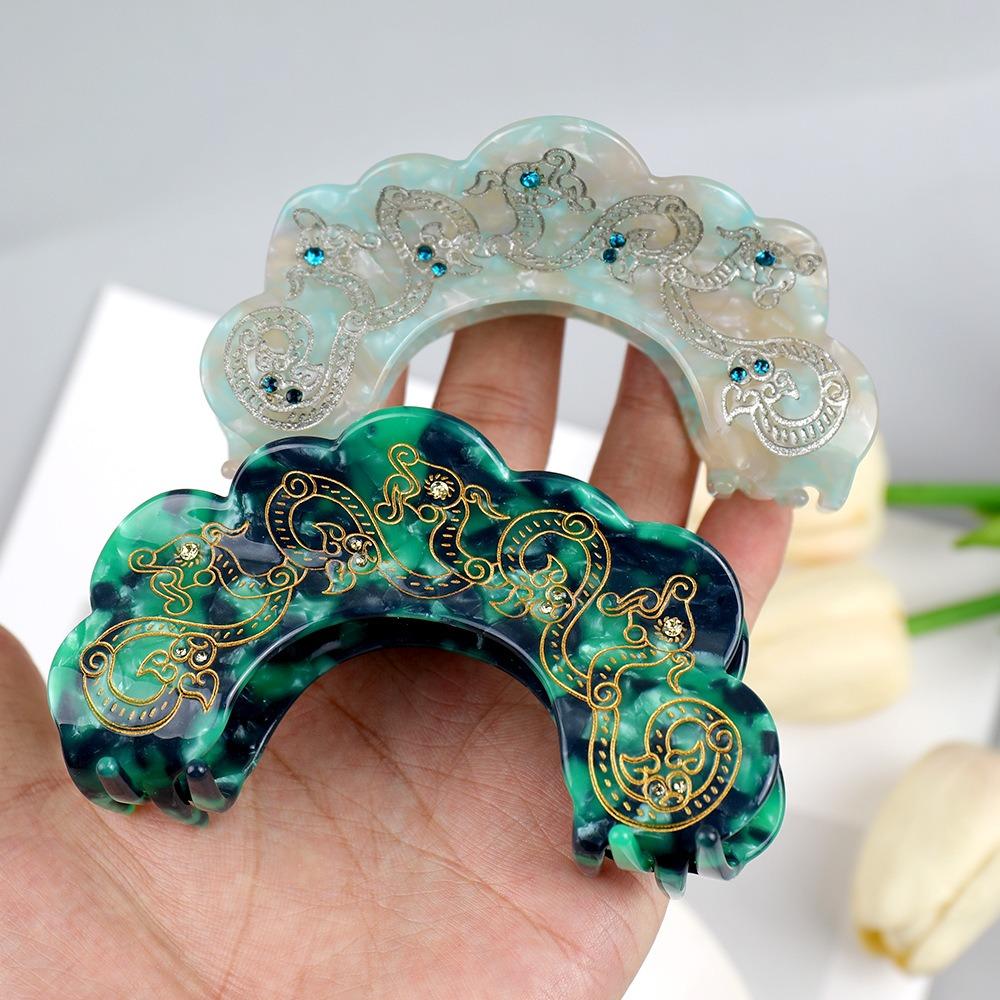 Acetic Acid Chinese Style Shark Clip Exquisite Antique Style Grab Clip  Woman Girls
