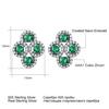 Nano Emerald Flower Earring 925 Sterling Silver Flower Green Zircon Stud Earrings