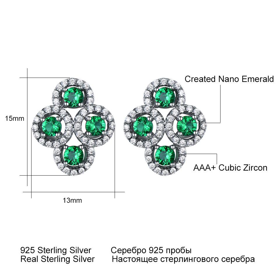 Nano Emerald Flower Earring 925 Sterling Silver Flower Green Zircon Stud Earrings
