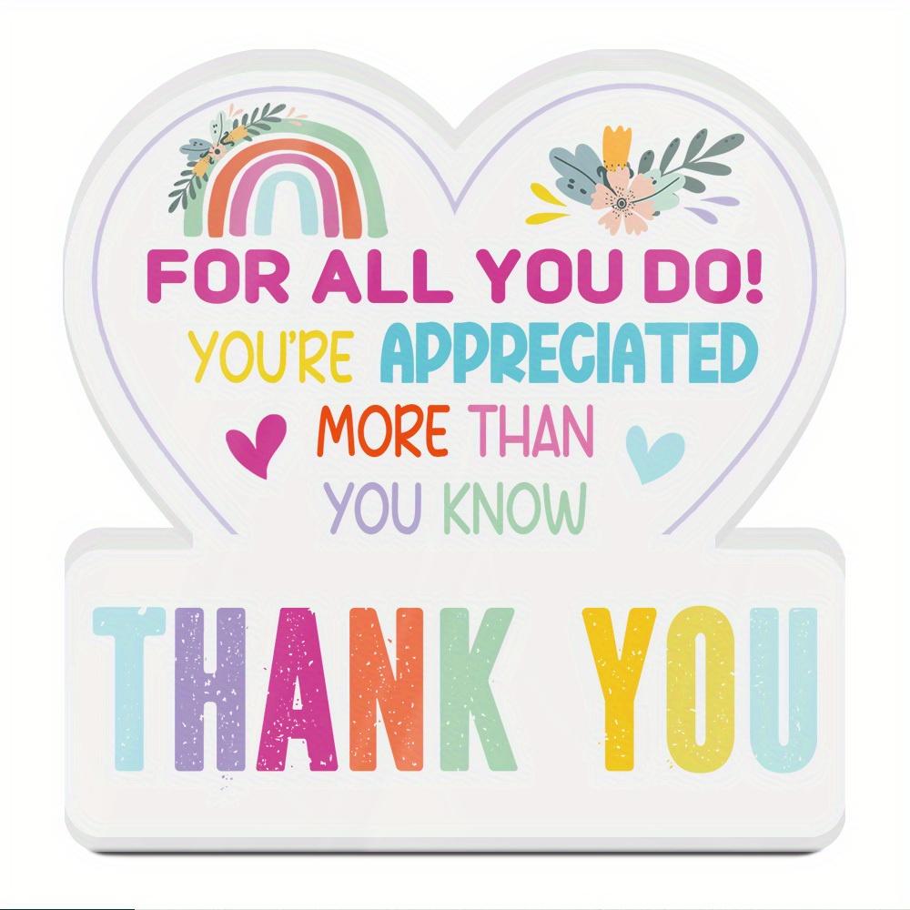 1pc Acrylic Sign Table Decor, Thank You for All You Do! You re Appreciated More Than You Know, Desktop Decoration for Home Farmhouse Living Room 10*10cm