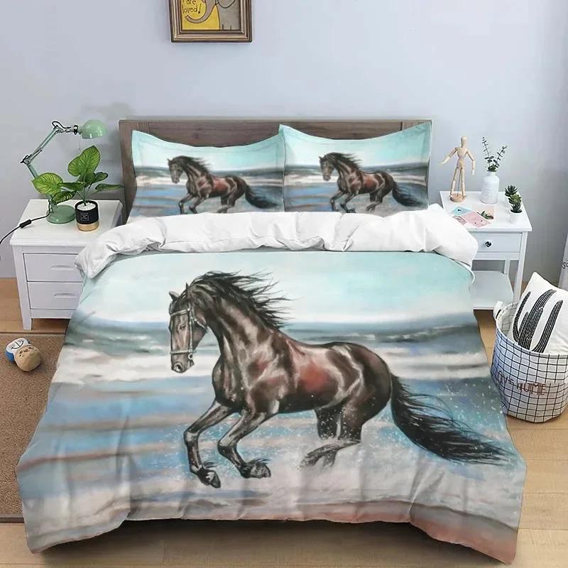 Luxury New 3D Print Horses Hd Print Bedding Set Double BedChildrenS Bed Duvet Covers Pillowcases Bedding Set Teens Bedding Set