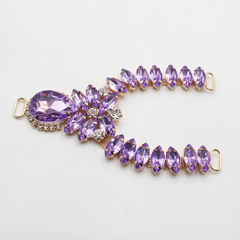 Charm 12Color 1pcsCrystal Chain DIY Garment sewing accessories Rhinestone bikini Connectors buckle fashion Beach SlipperChain