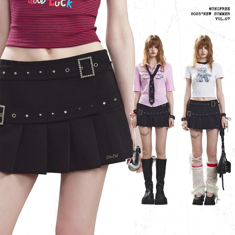 UNIFREE Punk Low-Waist Pleated Mini Skirt S