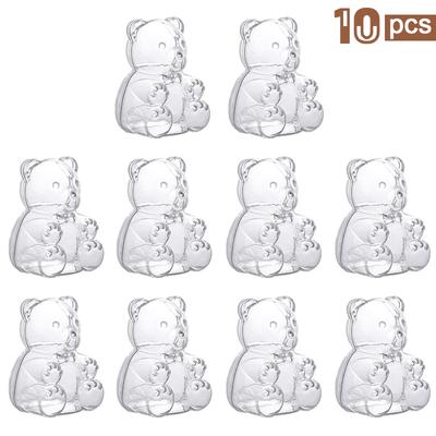 10pcs Bear Shaped Gift Box Clear Plastic Bear Candy Snack Container for Wedding Birthday Party Decor Supplies Baby Shower Favors