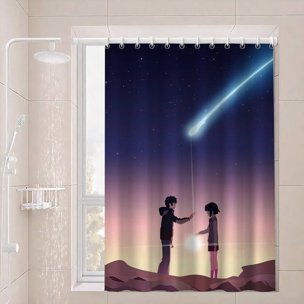 

Japan Anime Y-Your Name Waterproof Fabric Shower Curtain Bathroom Decoration Curtain Home Hawaiian Style Shower Curtain 90x180 cm