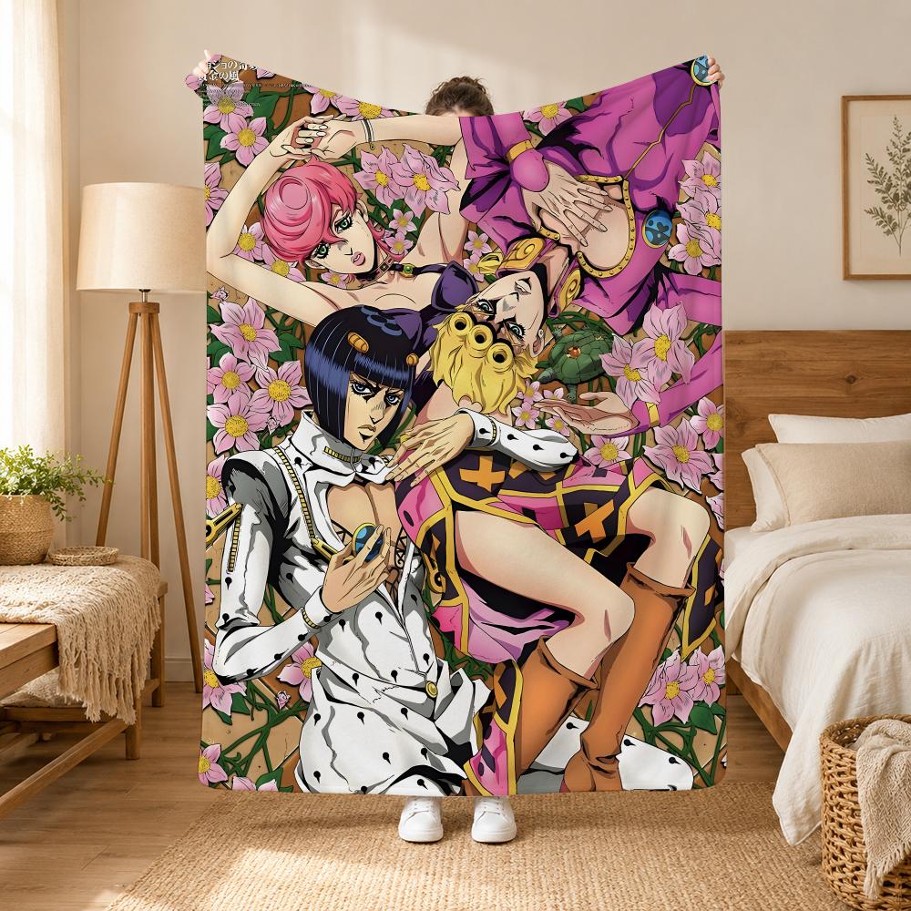 JoJos Bizarre Adventure Anime Throw 240g Flannel Blanket, Suitable for Sofas, Beds, Offices, Exquisite Gift Blankets