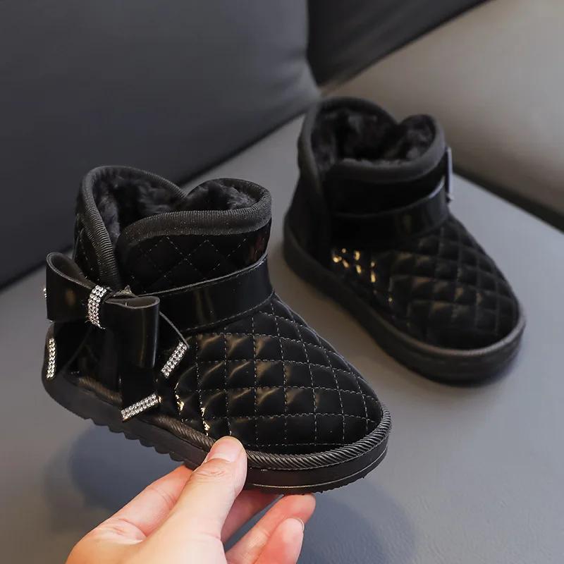Thick Soled Bowtie Warm Girls' Boots Trendy Comfort Children's Shoes Exquisite Elegant Lightweight Versatile Brand Winter Boots